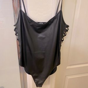Forever 21 black leather cutout bodysuit